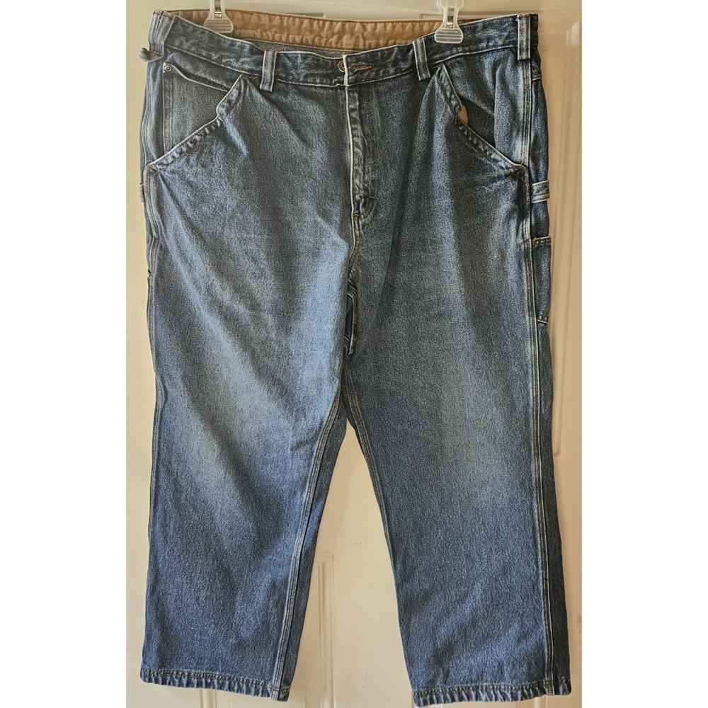 Duluth Trading Co Mens Jeans 42x30 Carpenter Denim Work Pants Relaxed Fit Blue